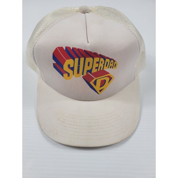 MMB Headwear Vintage Super‎ Dad White Trucker Hat Cap - Picture 1 of 12